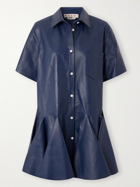 Marni Dresses & Skirts - MARNI Calf Leather Blue Shirt Dress (Size 40 IT) *BRAND NEW W/ TAGS*
